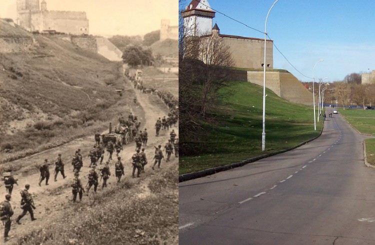 Soldater på marsch Narwa 1941.....JPG